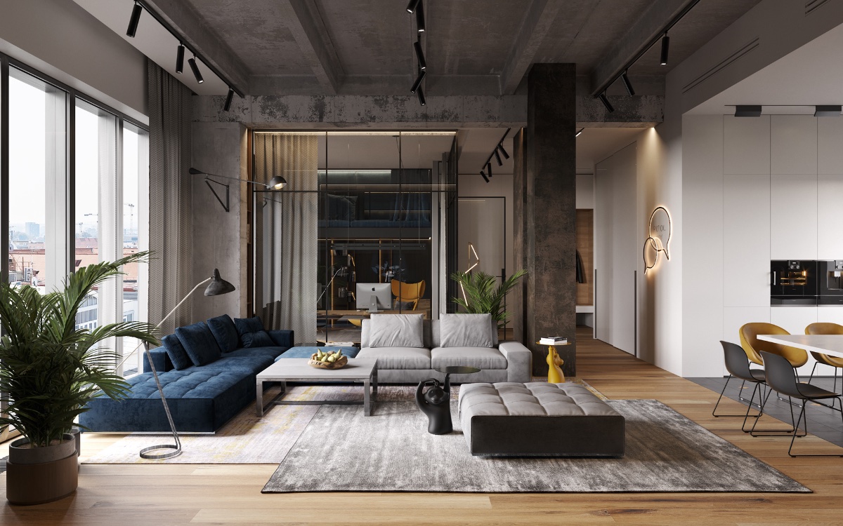 40 salas de estar con sofá azul con consejos e ideas para diseñar en torno al color