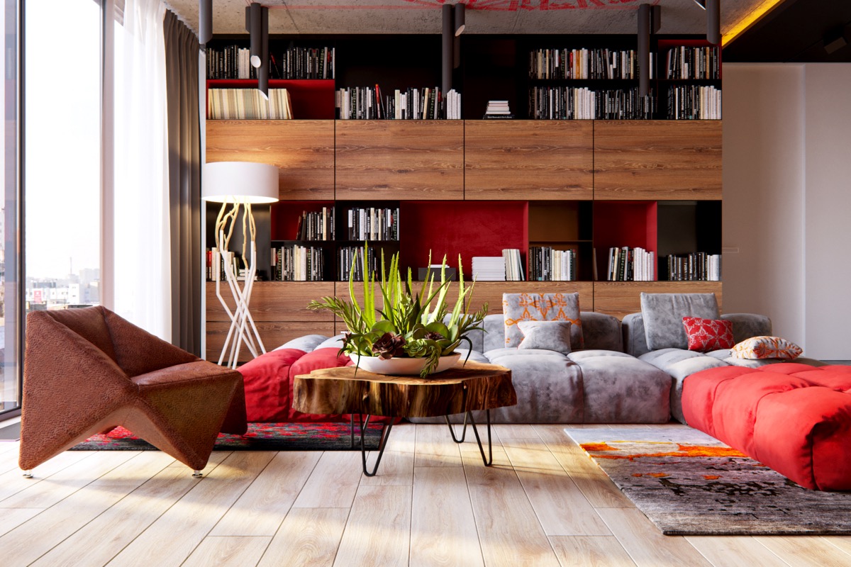 40 salas de estar con sofá rojo con consejos e ideas para diseñar en torno al color