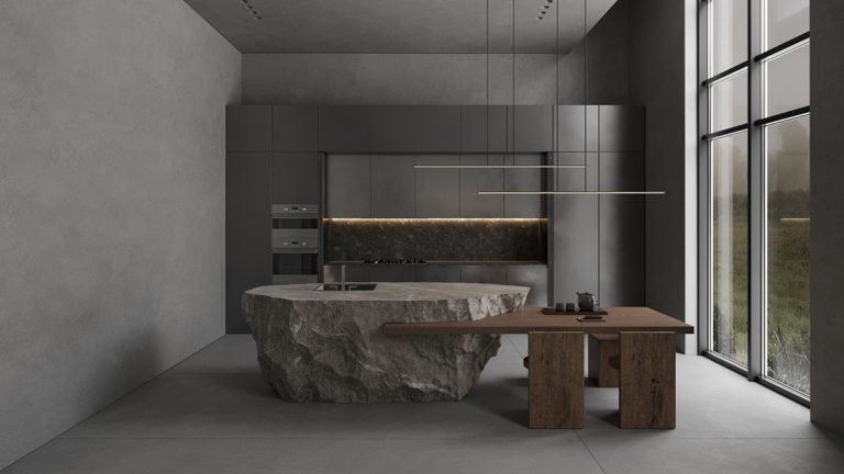rock kitchen island | Interior Design Ideas
