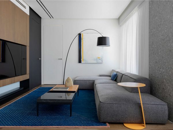 Small Apartment With Bold Blue Interior