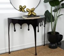 artistic abstract black modern console table with drip pattern shape unique postmodern furniture for sale online creative artsy industrial tables for living room hallway