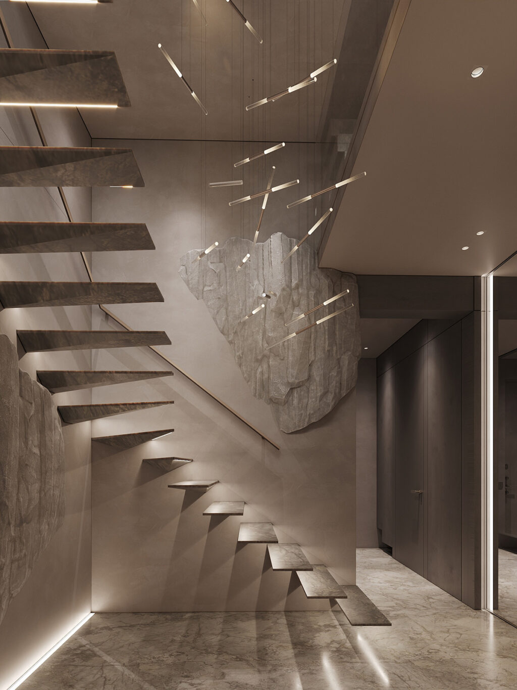 Rock Solid Luxury in a Penthouse with Sculptural Stone Interiors